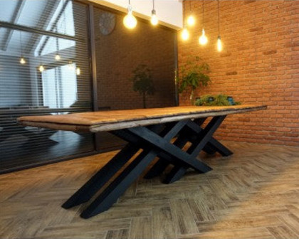 Maxima - Kai Oak Wood Dining Table in Oak Wood/Metal