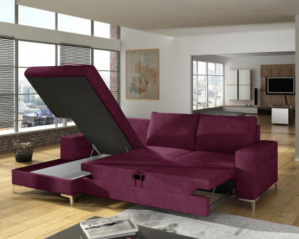 Maxima Lens Sleeper Sectional - Cherry, Left Corner