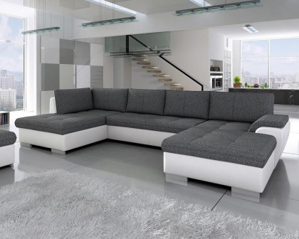 Maxima Tokio Maxi Sleeper Sectional - White/Gray, Left Corner