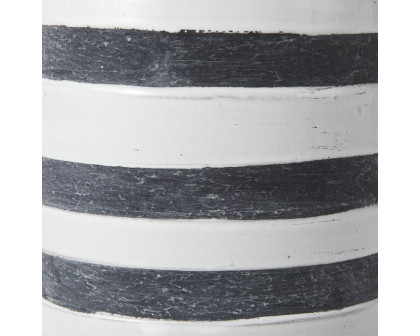 Mercana Harmon II Ceramic Jug with Charcoal Stripes - White, Large