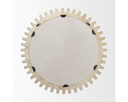 Mercana Cog Round 35" Mirror with Wood Frame - Natural