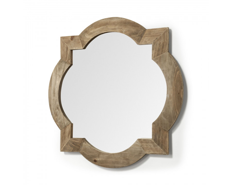 Mercana - Argonne 23" Round-Square Brown Wood Frame Mirror