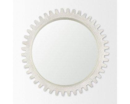 Mercana Sundance Cog 35.5" Round Frame Mirror - Whitewashed