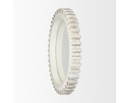 Mercana Sundance Cog 35.5" Round Frame Mirror - Whitewashed