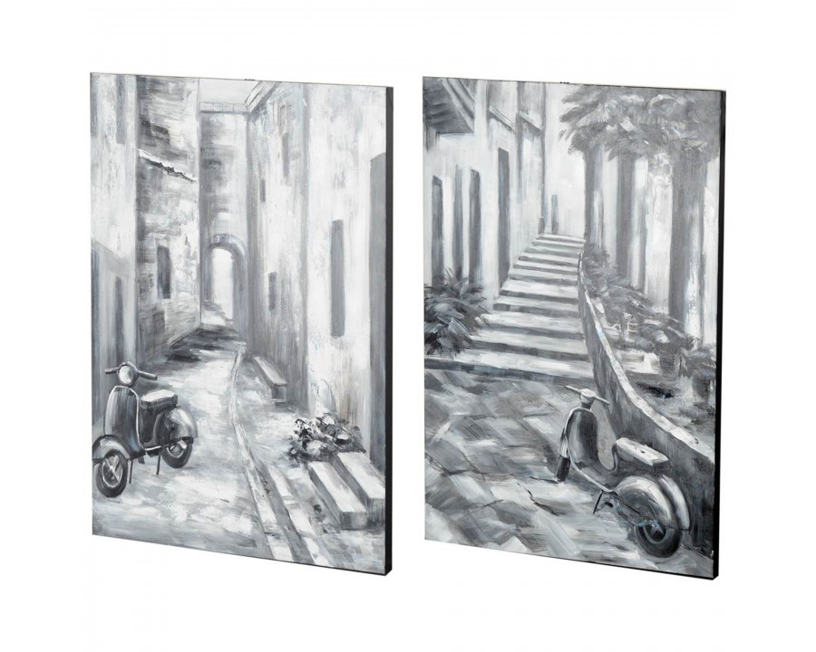 Mercana - Memory Lanes Diptych Italian Laneway Original Hand Painted on Canvas Oil Painting