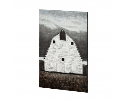 Mercana - Sawmill Creek II Farmhouse Barn Original Hand Painted on Wood Oil Painting