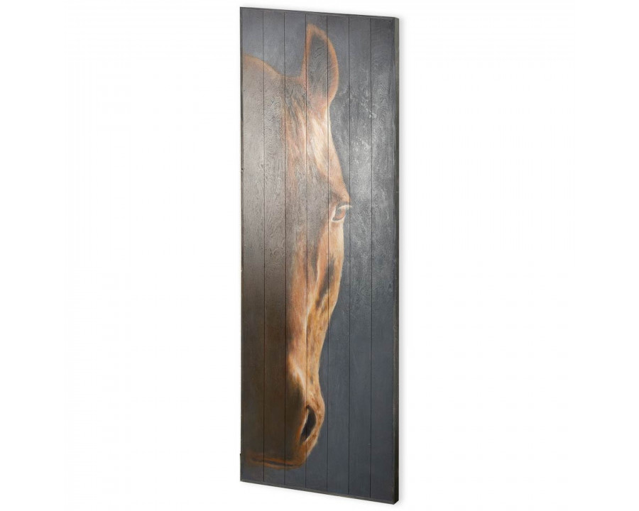 Mercana - Hennessy 24x68 Brown Horse Original Hand Painted on Wood Oil Painting