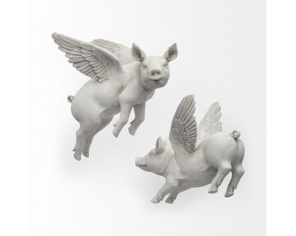 Mercana Hogbadi Flying Pigs (Set of 2) — White