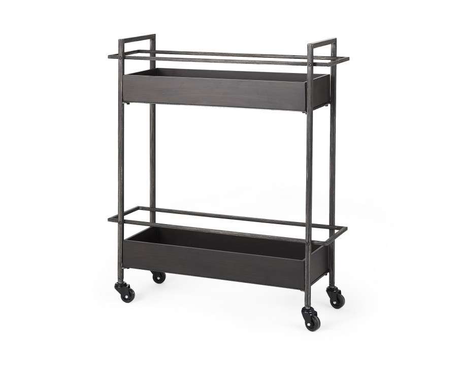 Mercana - Masataka 2 Tier Rectangular Bar Cart with Metal Shelves