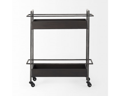 Mercana - Masataka 2 Tier Rectangular Bar Cart with Metal Shelves