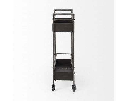 Mercana - Masataka 2 Tier Rectangular Bar Cart with Metal Shelves