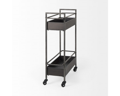 Mercana - Masataka 2 Tier Rectangular Bar Cart with Metal Shelves