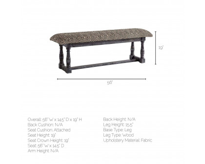 Mercana Denison Bench - Gray/Beige