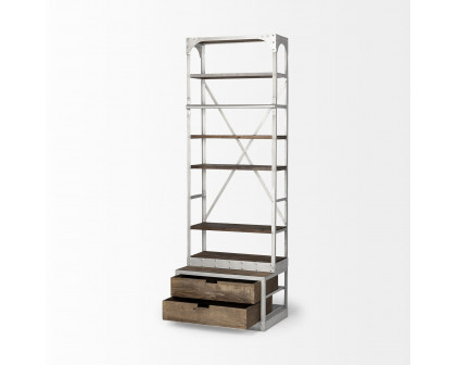 Mercana Brodie III Small Shelving Unit - Brown/Silver, Wood