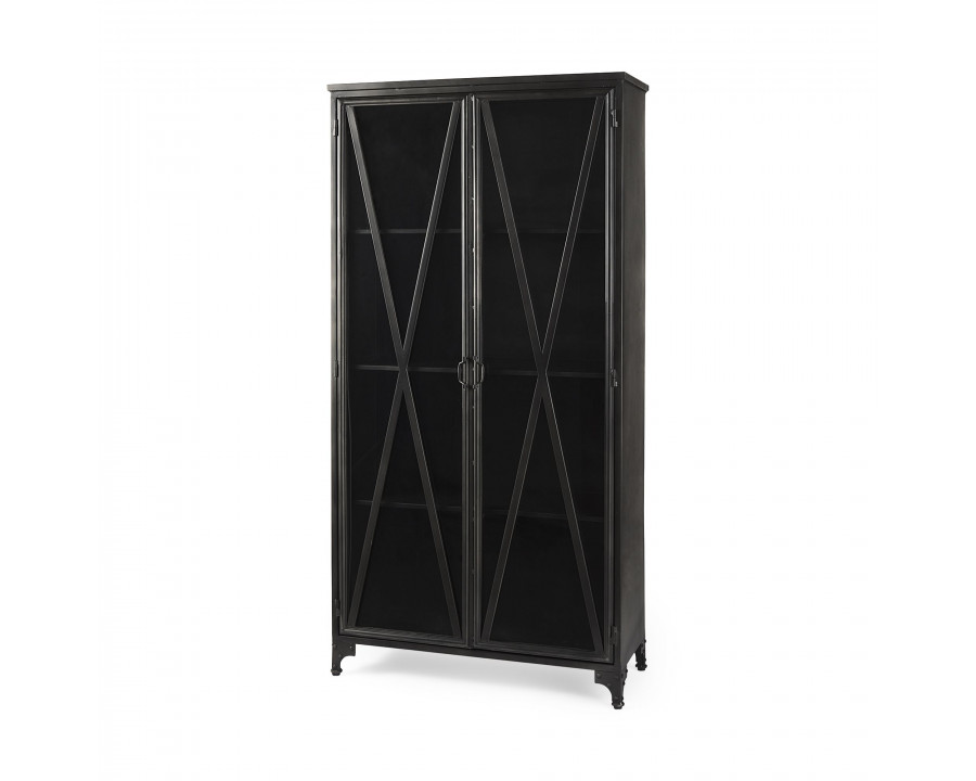 Mercana - Poppy II Black Metal With Glass Door Display Cabinet