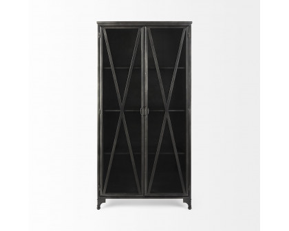 Mercana - Poppy II Black Metal With Glass Door Display Cabinet