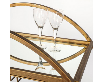 Mercana - Carola 2 Tier Bar Cart with Stemware Holder in Gold