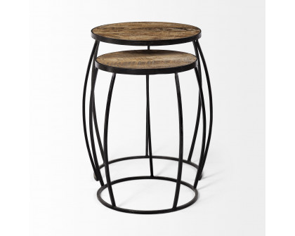 Mercana Clapp Accent Table (Set of 2) - Brown/Black, Iron