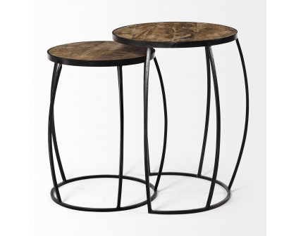 Mercana Clapp Accent Table (Set of 2) - Brown/Black, Iron