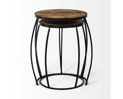 Mercana Clapp Accent Table (Set of 2) - Brown/Black, Iron