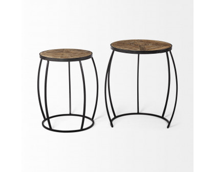 Mercana Clapp Accent Table (Set of 2) - Brown/Black, Iron