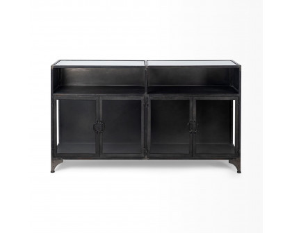 Mercana - Pender Black Metal Glass Door Display Cabinet