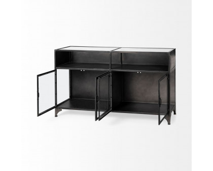 Mercana - Pender Black Metal Glass Door Display Cabinet