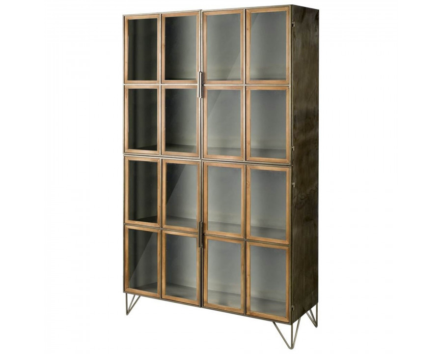 Mercana - Pandora I Brown Wood and Metal Glass Door Display Cabinet