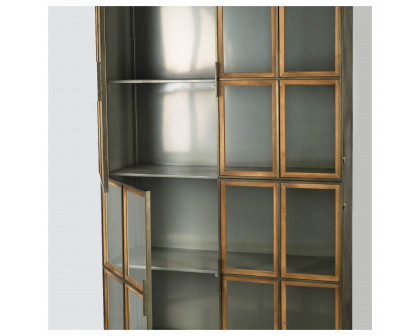 Mercana - Pandora I Brown Wood and Metal Glass Door Display Cabinet