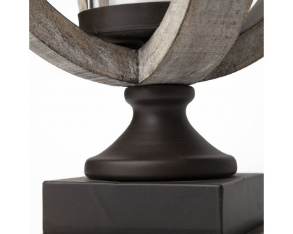 Mercana Brillion Small Rustic Wood Metal Table Candle Holder