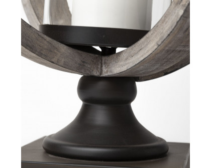 Mercana Brillion Large Rustic Wood Metal Table Candle Holder