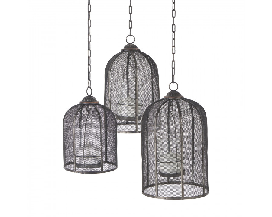 Mercana - Jutland Black Metal Bird Cage Candle Holder Lanterns (Set of 3)