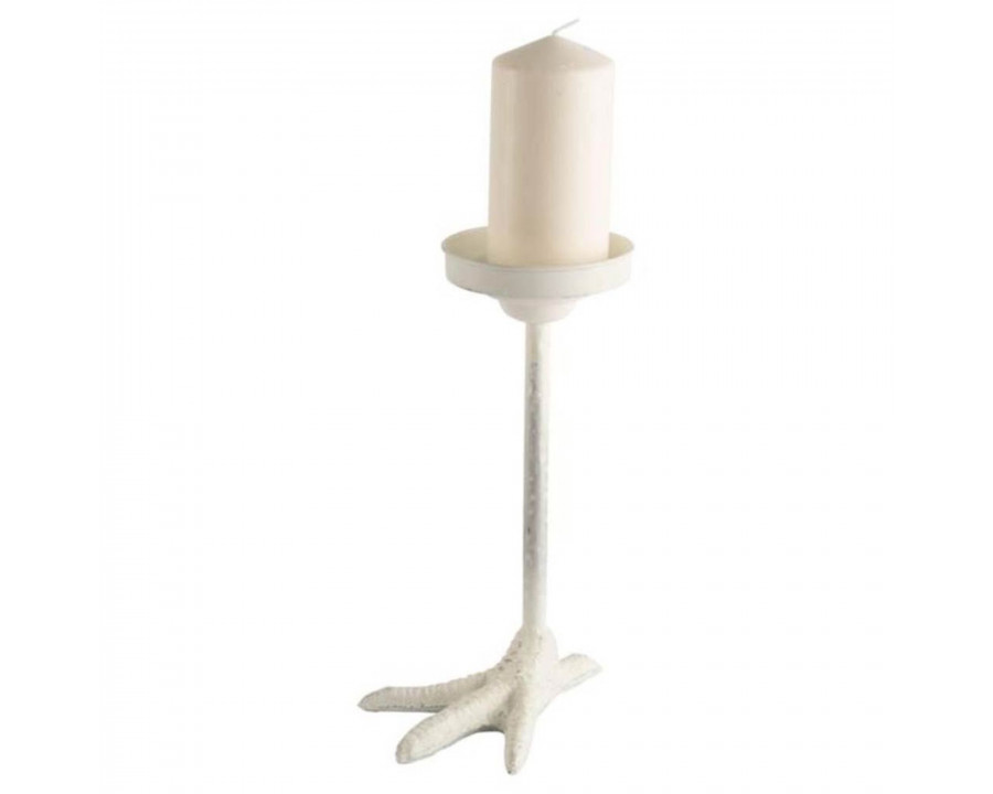 Mercana - Daffy I Short White Cast Iron Chicken Foot Table Candle Holder