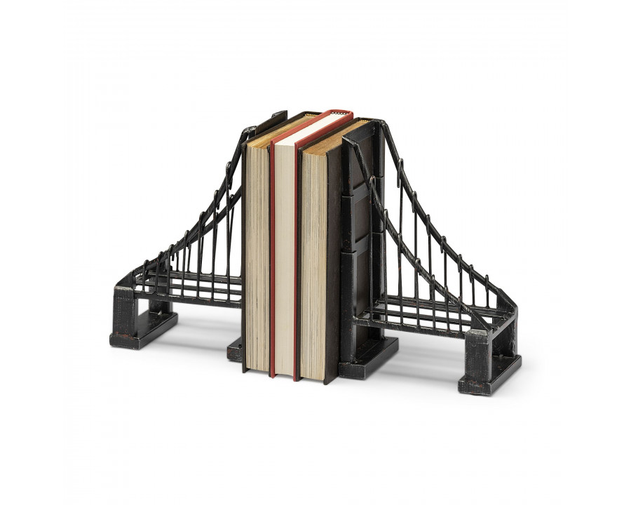 Mercana - Suspension 19L x 4W Brown Wrought Iron Bridge Bookends (Set of 2)