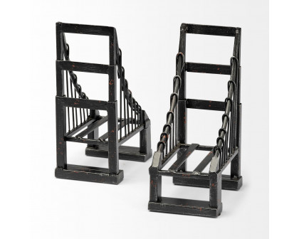 Mercana - Suspension 19L x 4W Brown Wrought Iron Bridge Bookends (Set of 2)