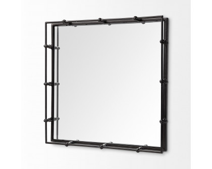 Mercana - Christa 22L x 22W Black Metal Mirrored Base Square Tray