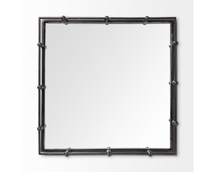 Mercana - Christa 22L x 22W Black Metal Mirrored Base Square Tray