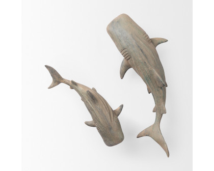 Mercana Willa Large Wall Mountable Whale Shark Sculpture - Brown