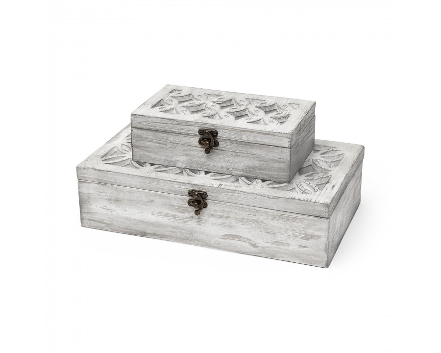 Mercana - Floribundus Off-White Decorative Boxes (Set of 2)