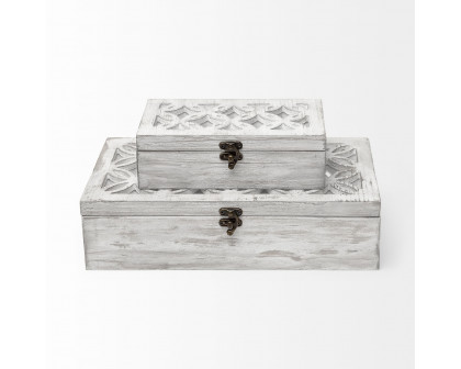 Mercana - Floribundus Off-White Decorative Boxes (Set of 2)