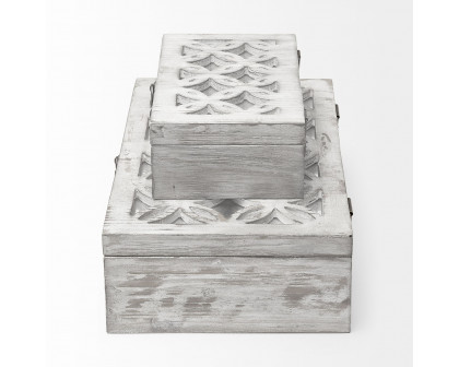 Mercana - Floribundus Off-White Decorative Boxes (Set of 2)