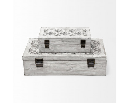 Mercana - Floribundus Off-White Decorative Boxes (Set of 2)