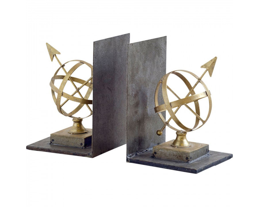 Mercana - Virdal 13L x 6W Gold Metal Sphere Sculpture Bookends (Set of 2)