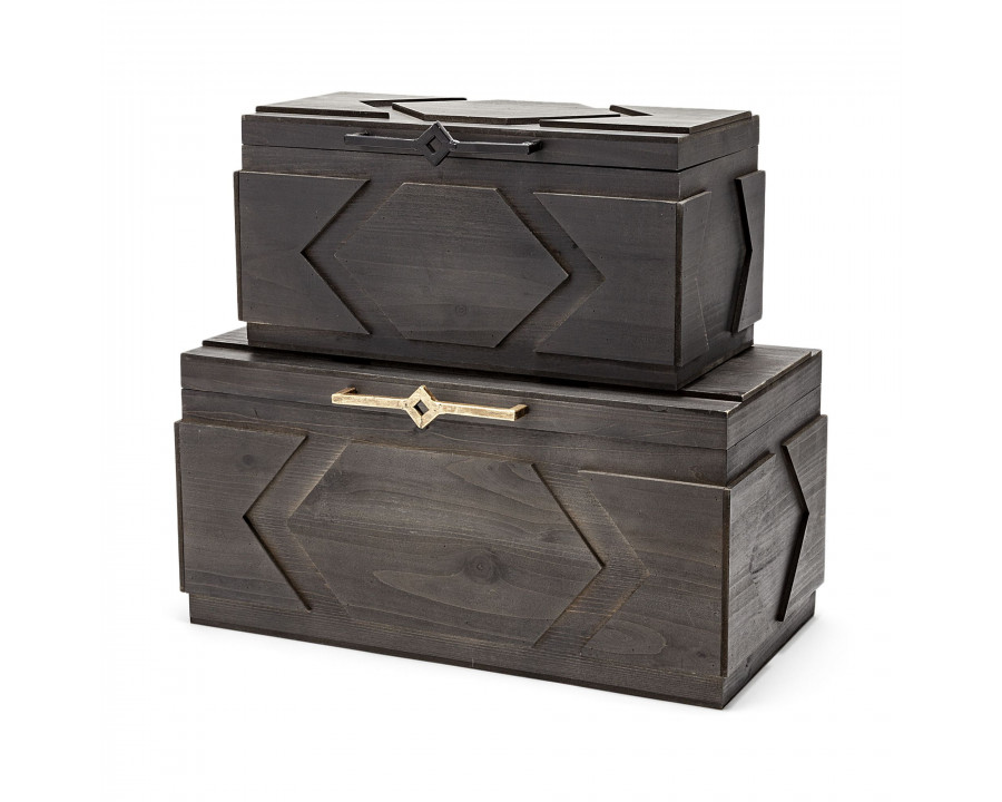 Mercana - Cassia Brown Wooden Boxes (Set of 2)