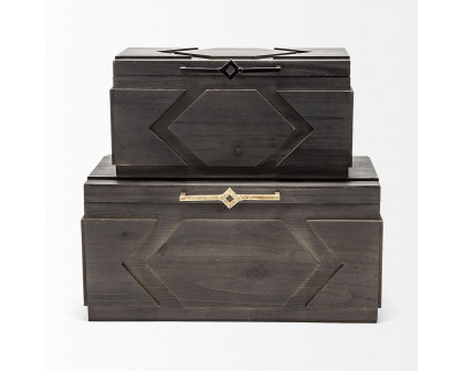 Mercana - Cassia Brown Wooden Boxes (Set of 2)