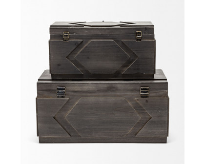 Mercana - Cassia Brown Wooden Boxes (Set of 2)