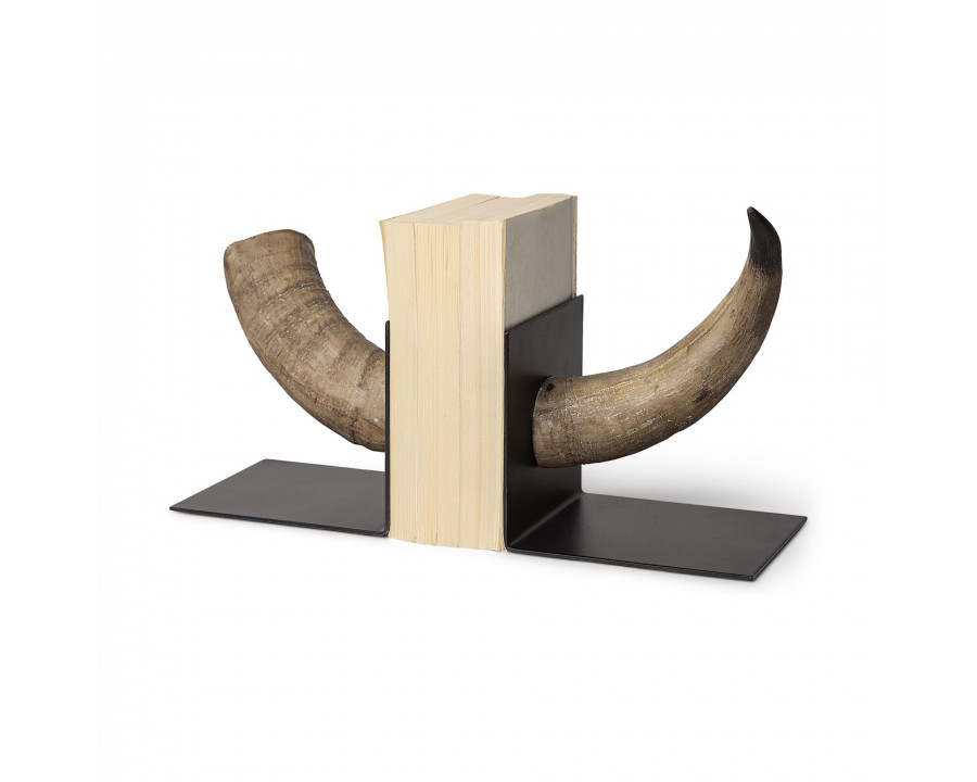 Mercana - Nickerson 6L x 7W Bull Horn Bookends (Set of 2)