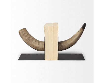 Mercana - Nickerson 6L x 7W Bull Horn Bookends (Set of 2)