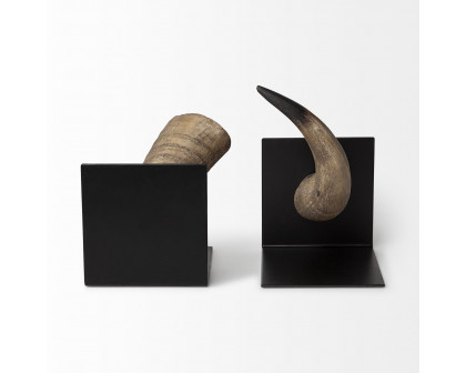 Mercana - Nickerson 6L x 7W Bull Horn Bookends (Set of 2)