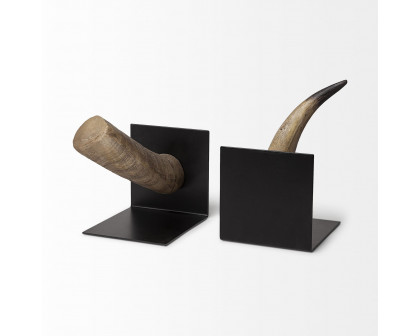 Mercana - Nickerson 6L x 7W Bull Horn Bookends (Set of 2)